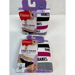 Womans XL/8 Ribbed Bikinis 2 packs 3 each New Hanes